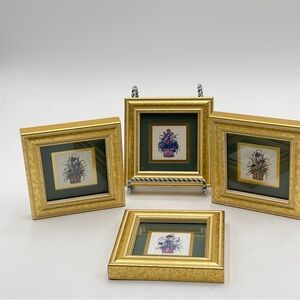 Mini Gold Framed Art Prints Floral Natures Medley A.Renee Dollar Heartfelt 4 Pcs